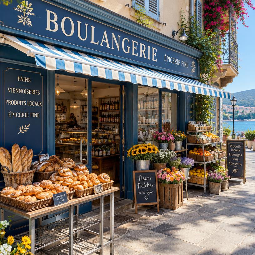 Devanture de boulangerie et épicerie fine