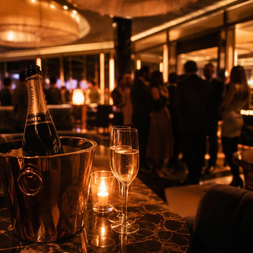 Ambiance lounge et champagne en soirée